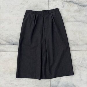 Womens Vintage Skirt Gray Wool Pleated Knee Length Size 14 Peasant Cottagecore